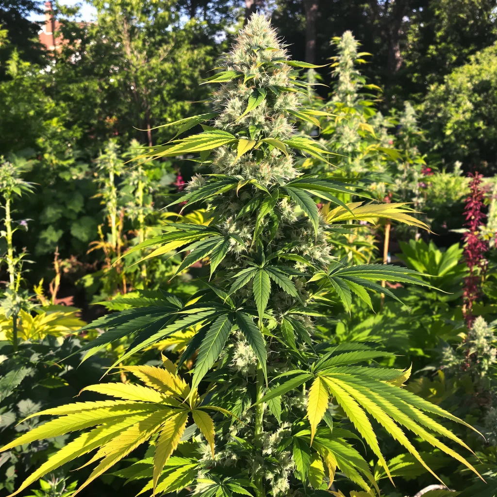 NYC Diesel 40% indica / 60% sativa — flor con tricomas visibles