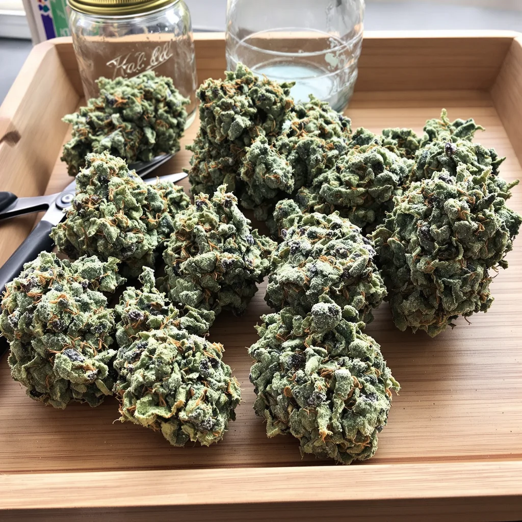 NYC Diesel 40% indica / 60% sativa — flor con tricomas visibles