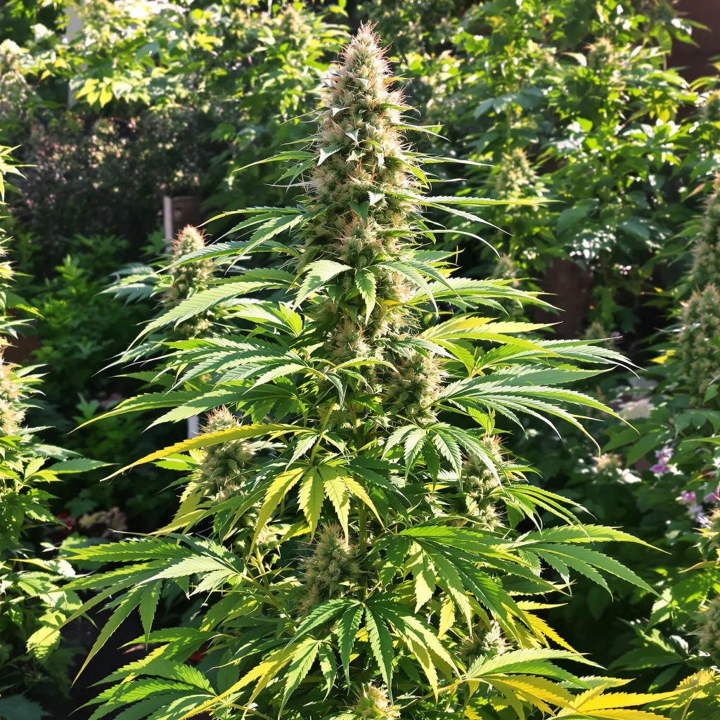 NYC Sour Diesel 11% indica / 89% sativa — flor con tricomas visibles