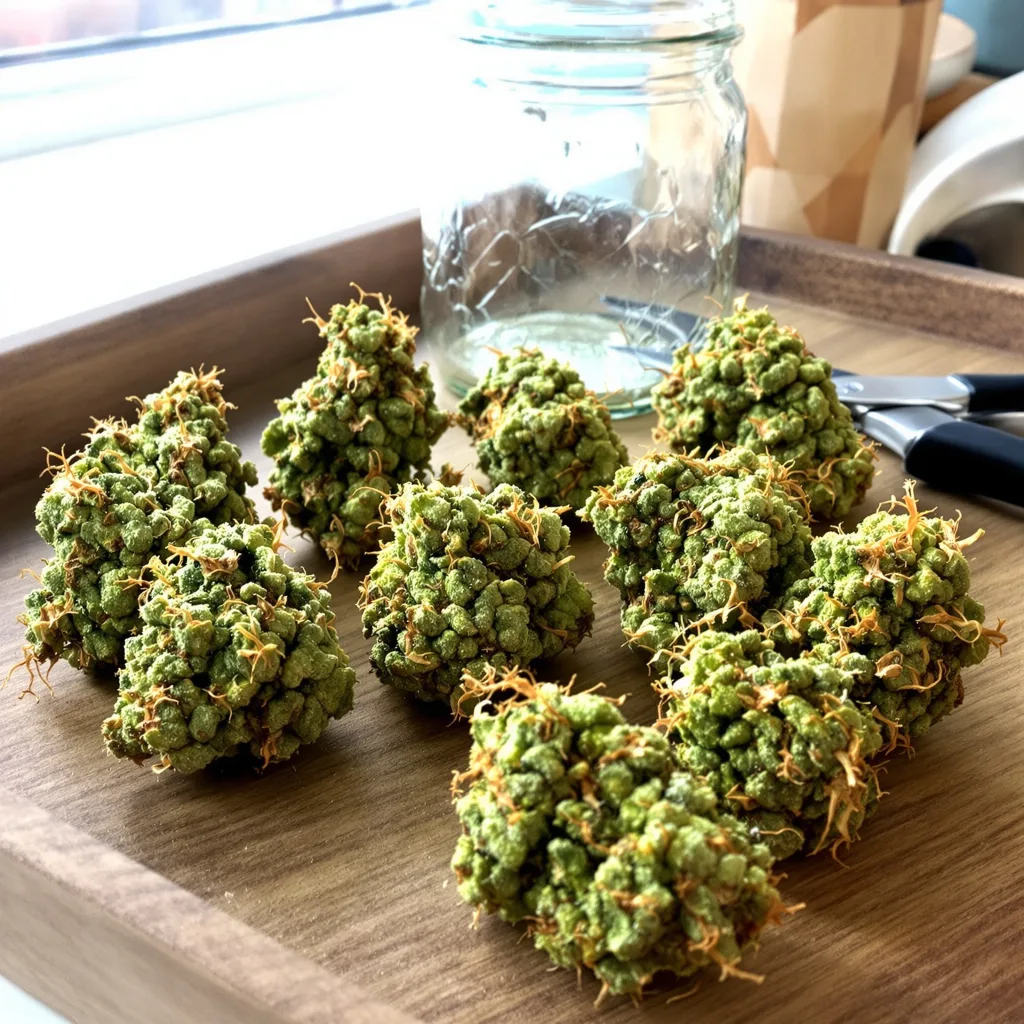 NYC Sour Diesel 11% indica / 89% sativa — flor con tricomas visibles