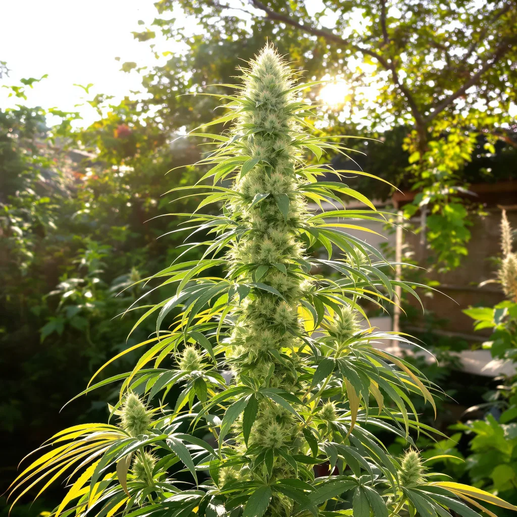 NYC Sour Diesel 11% indica / 89% sativa — flor con tricomas visibles