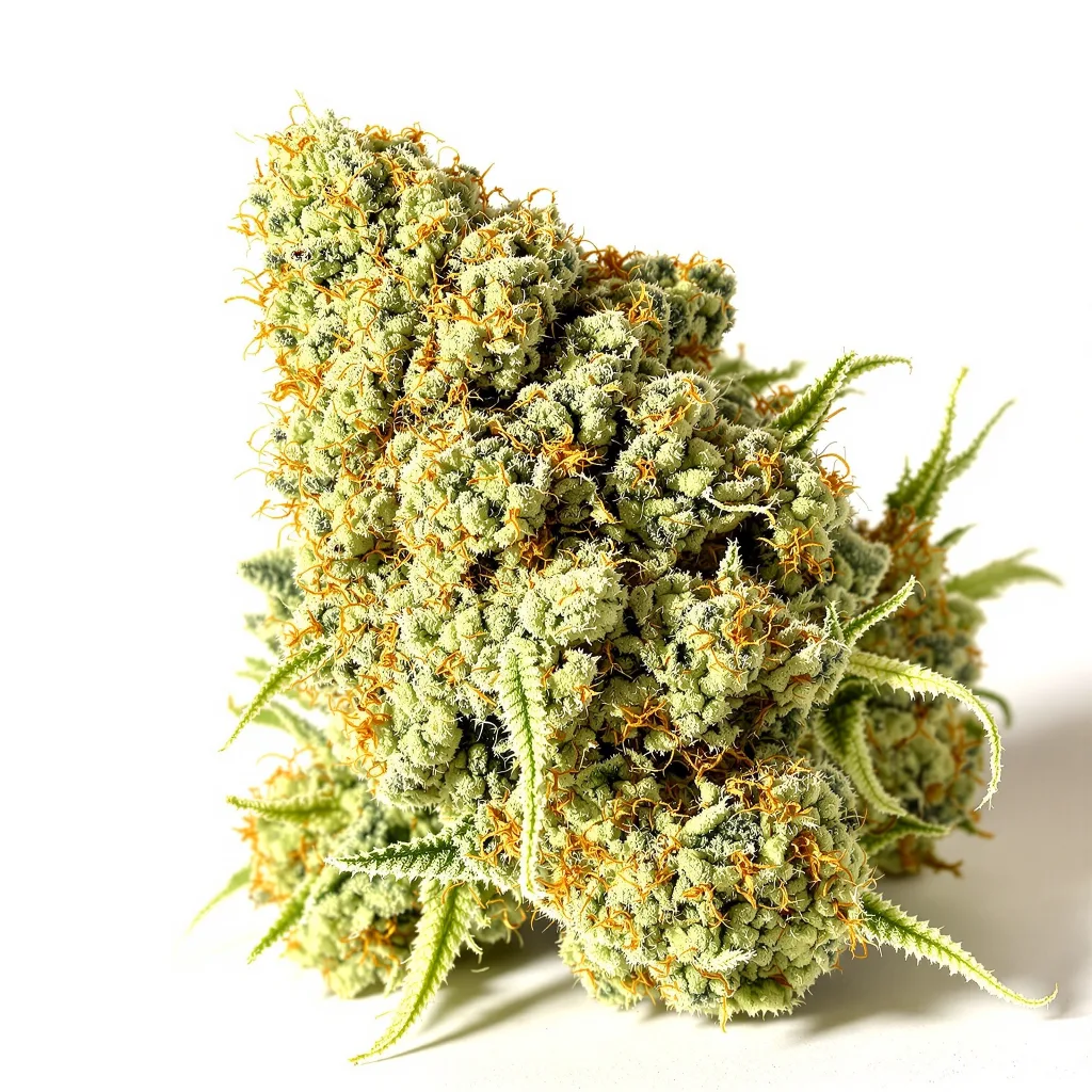 NYC Sour Diesel 11% indica / 89% sativa — flor con tricomas visibles
