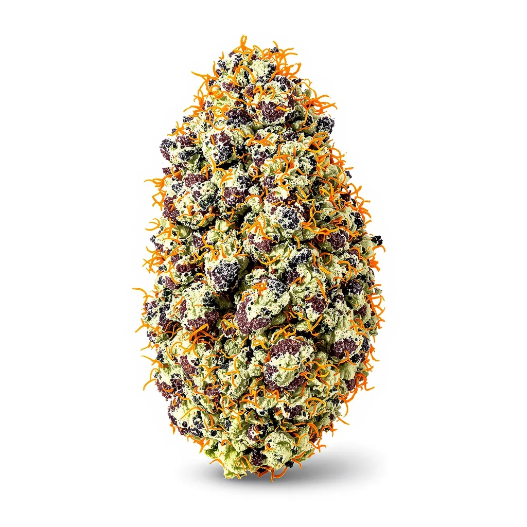 Obama Kush 74% indica / 26% sativa — flor con tricomas visibles