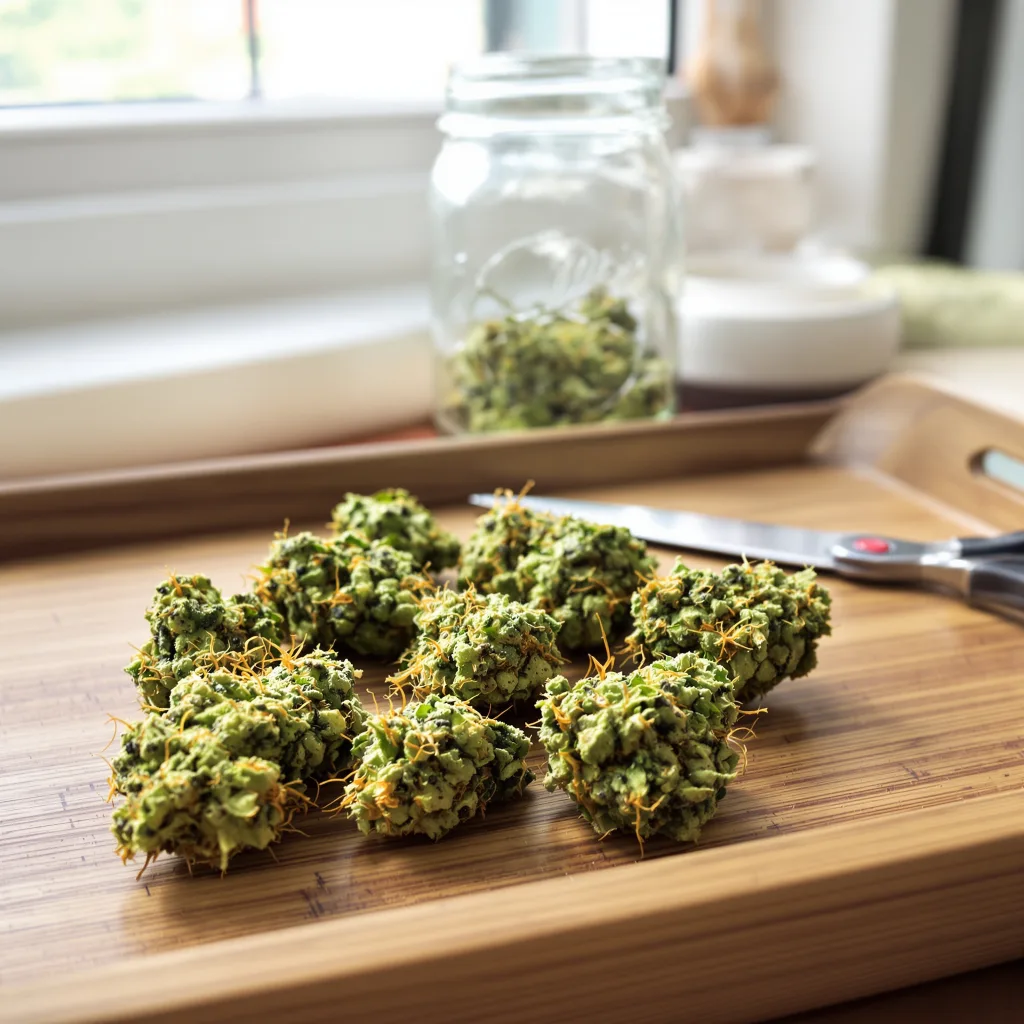OCAs Cloud 9 16% indica / 84% sativa — flor con tricomas visibles