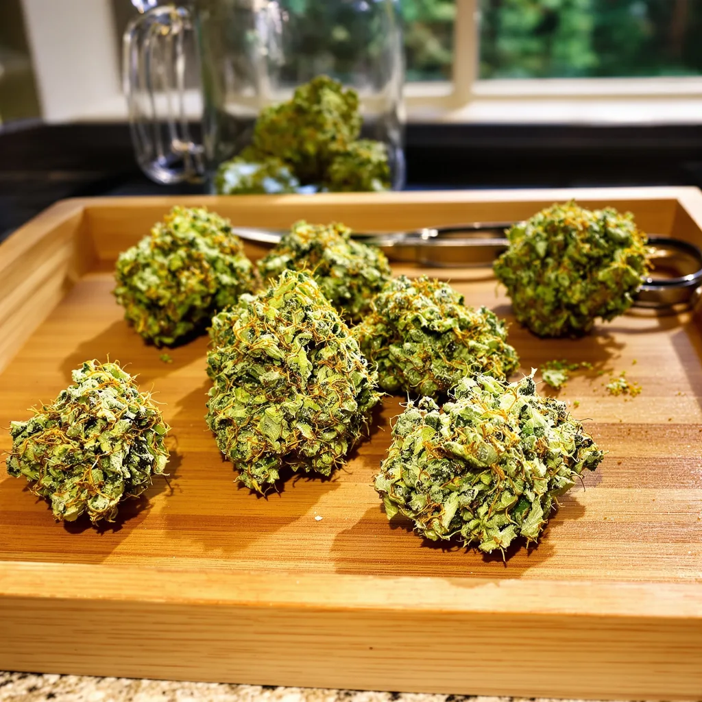 OG #18 22% indica / 78% sativa — flor con tricomas visibles