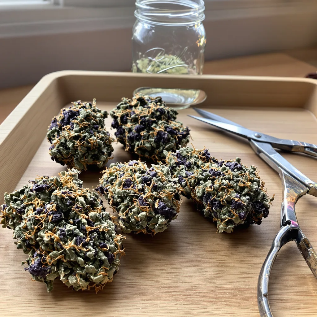OG Cheese 75% indica / 25% sativa — flor con tricomas visibles