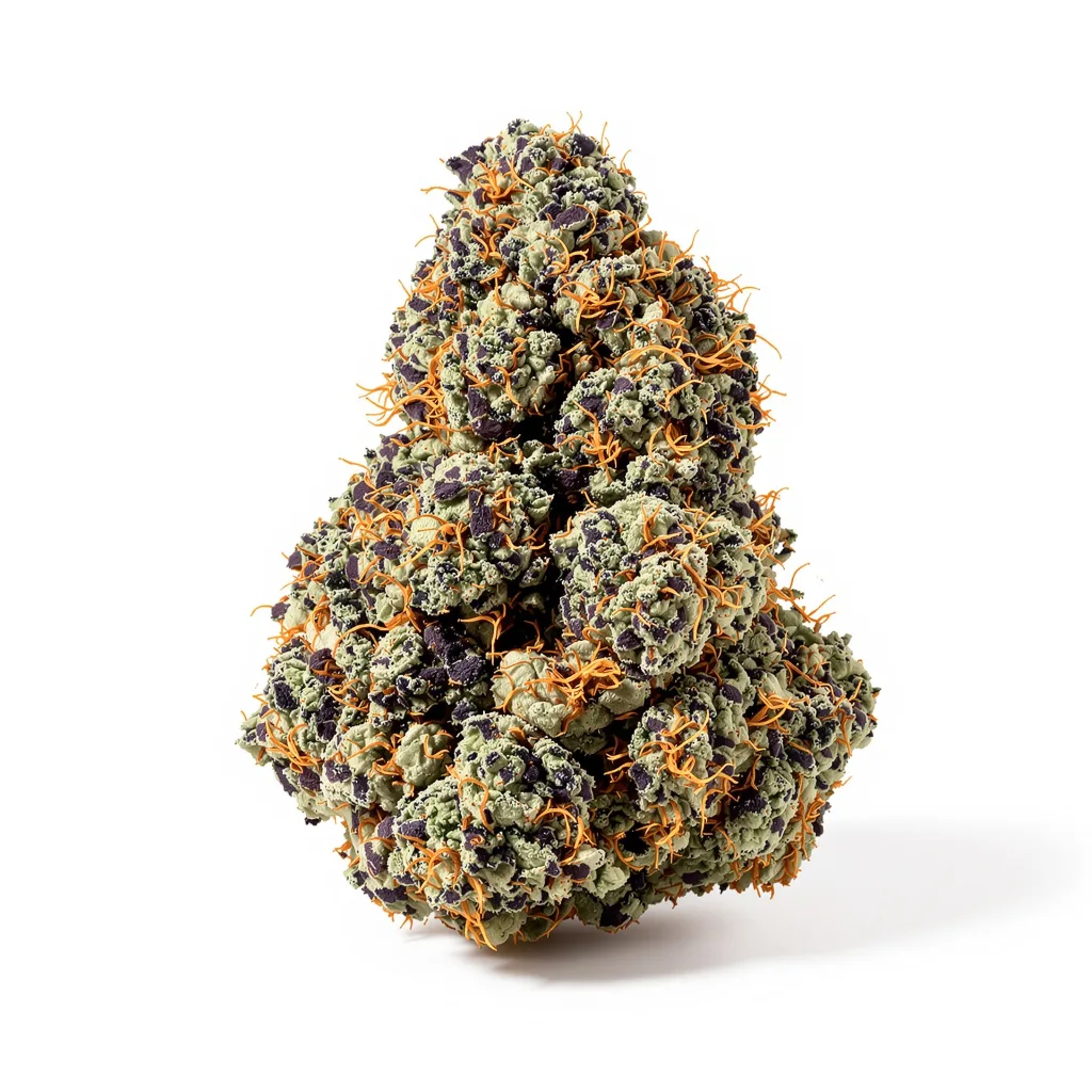 OG Cheese 75% indica / 25% sativa — flor con tricomas visibles