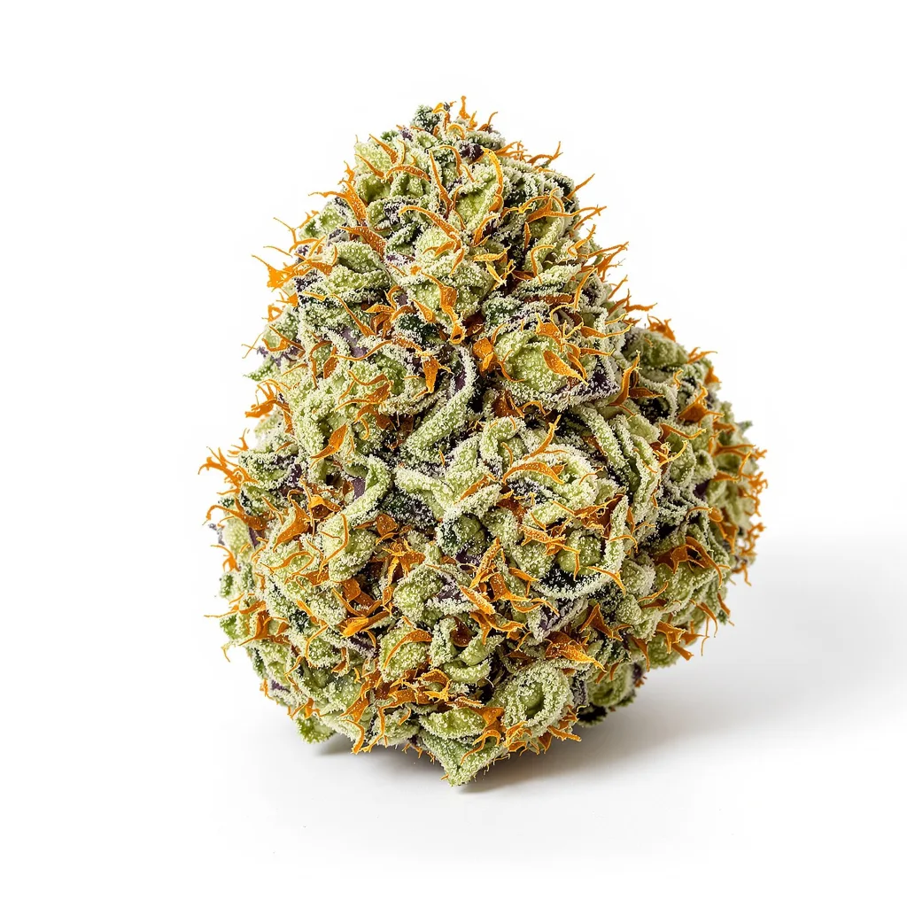 OG Diesel Kush 35% indica / 65% sativa — flor con tricomas visibles
