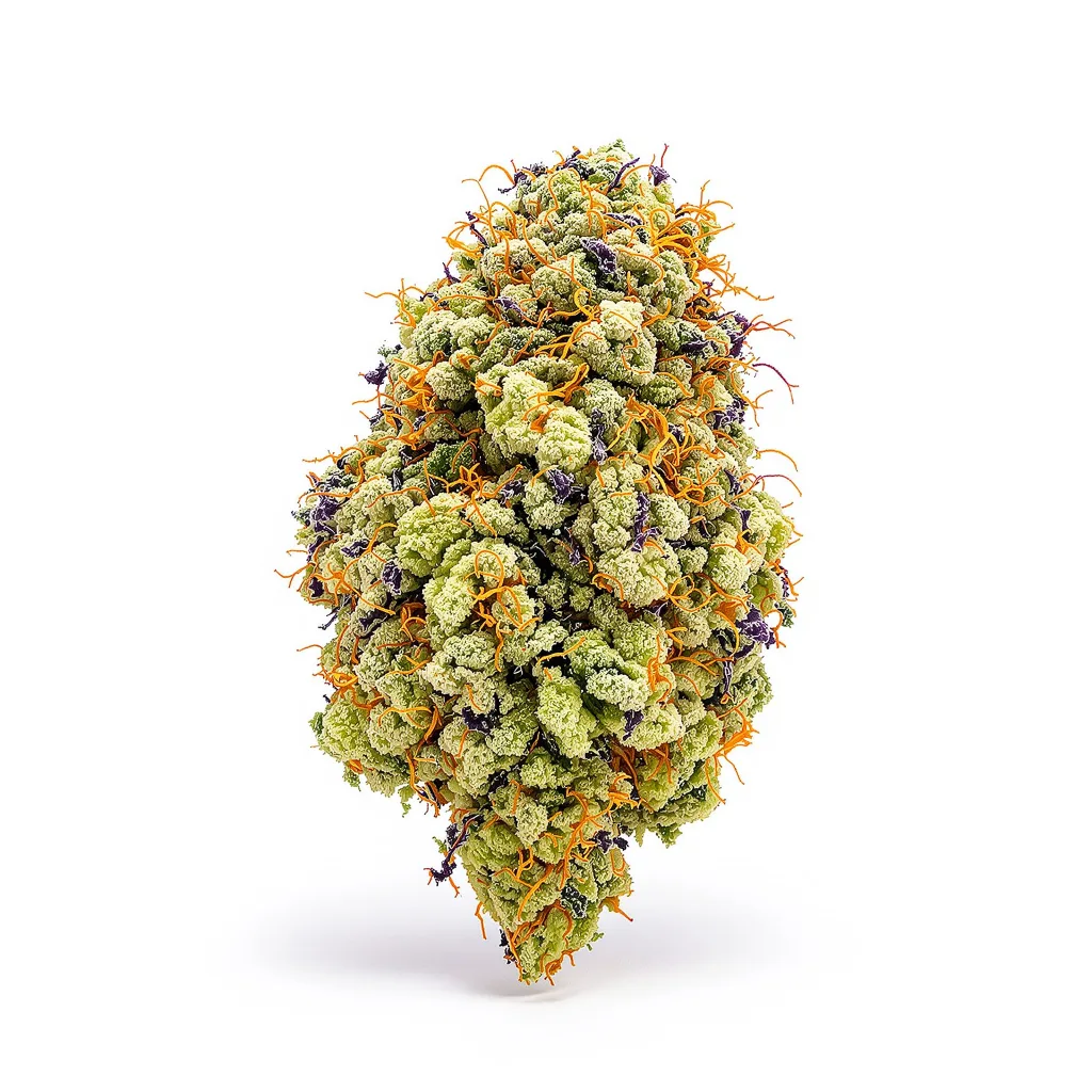 OG Diesel Kush 35% indica / 65% sativa — flor con tricomas visibles
