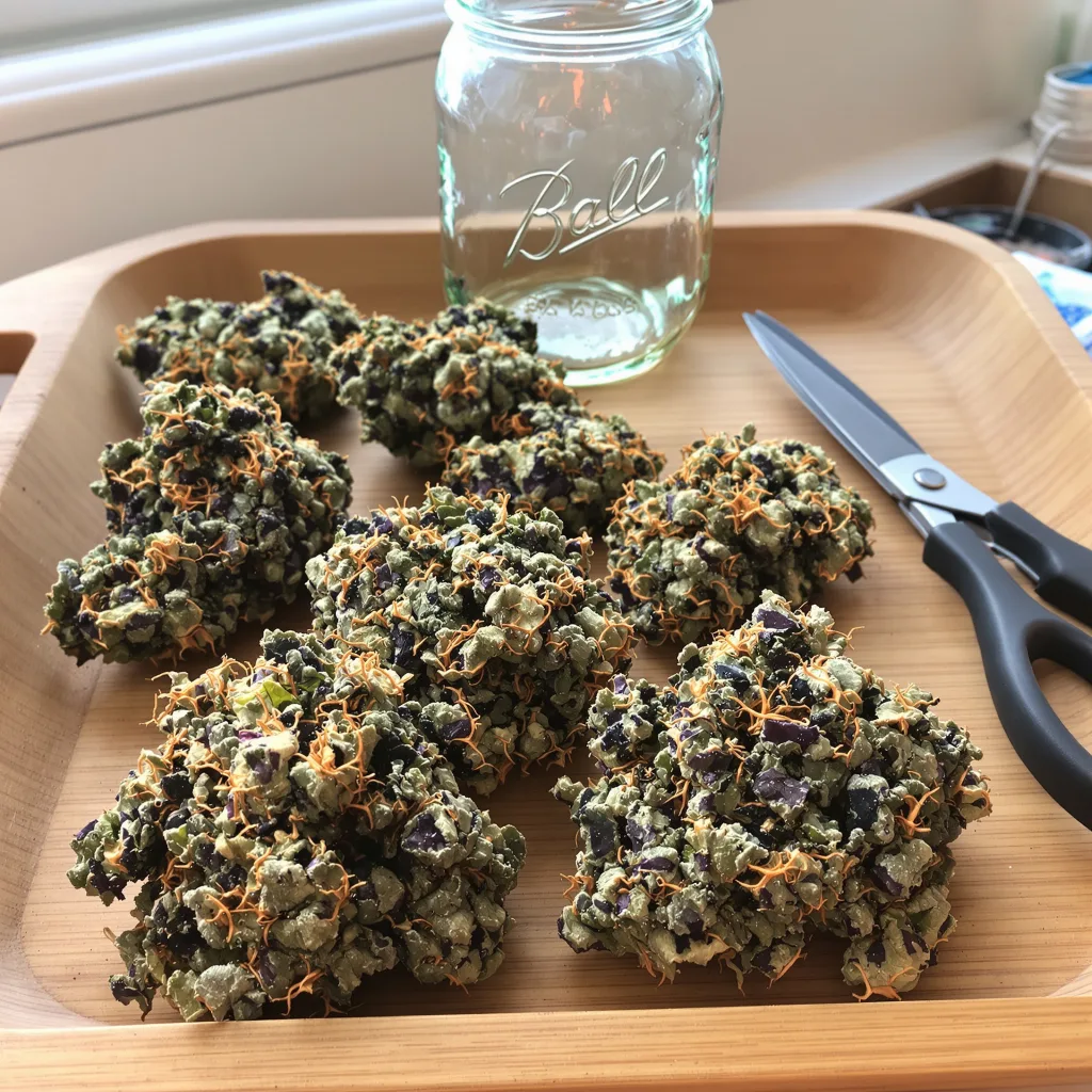 OG's Pearl 73% indica / 27% sativa — flor con tricomas visibles