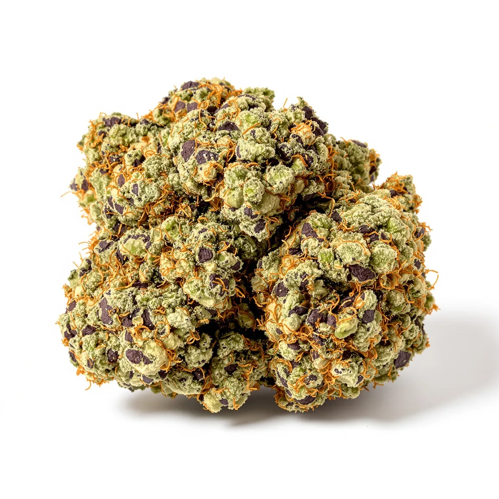 OG's Pearl 73% indica / 27% sativa — flor con tricomas visibles