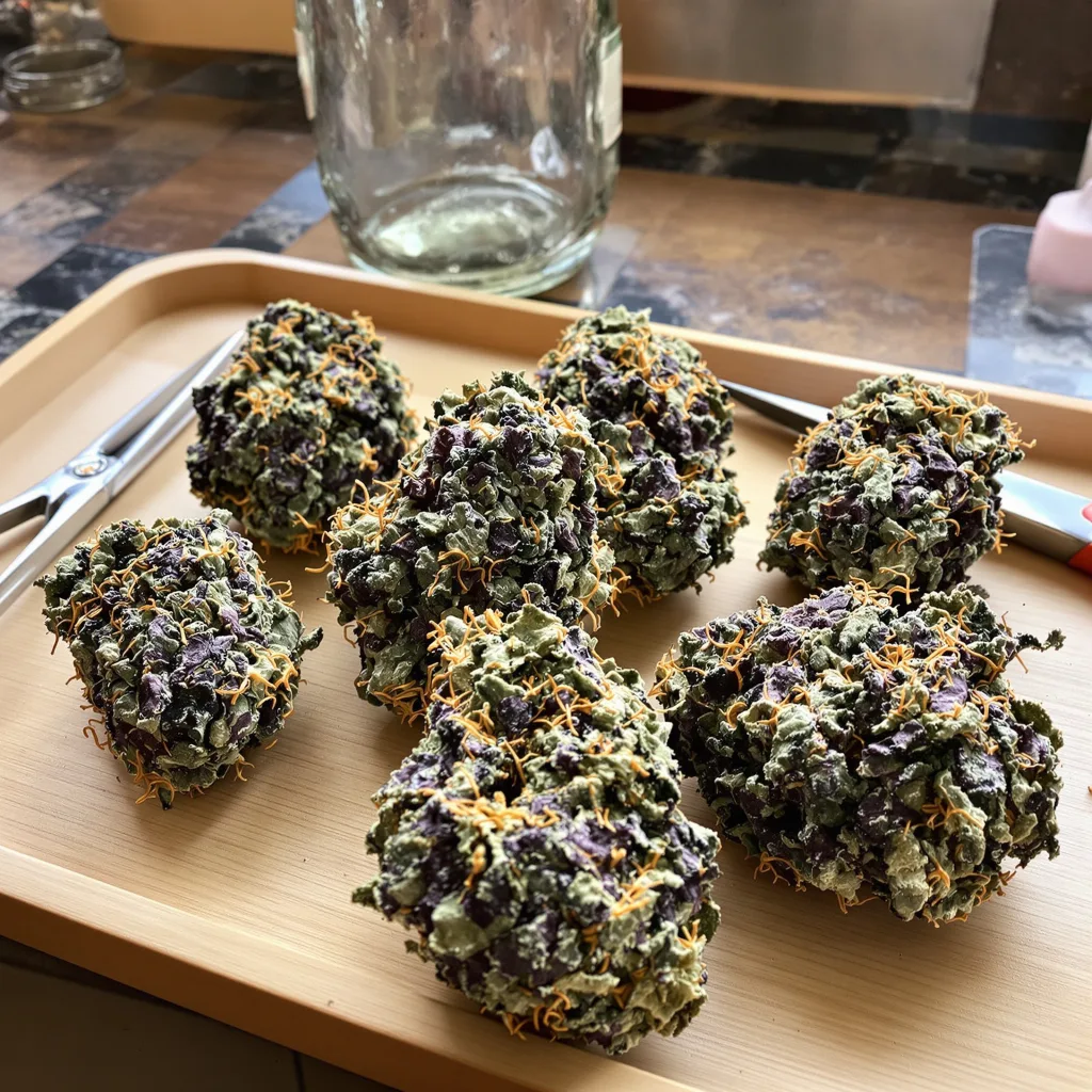 Ogre Berry 65% indica / 35% sativa — flor con tricomas visibles