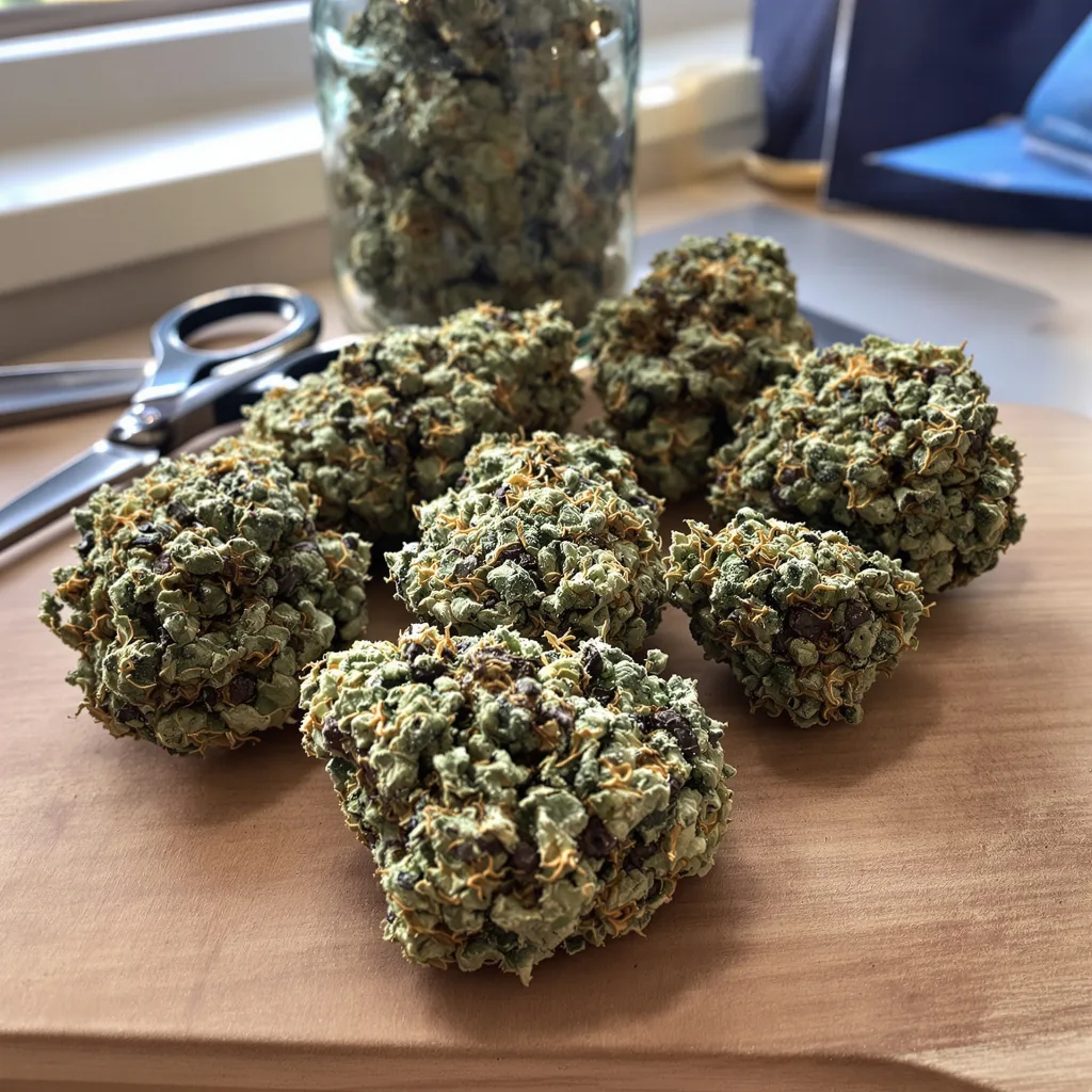 Old School OG 76% indica / 24% sativa — flor con tricomas visibles