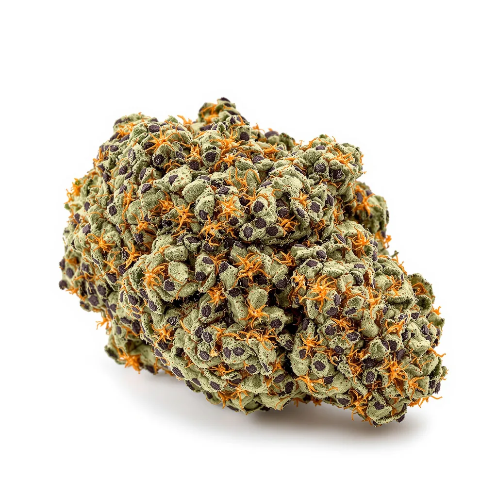 Old School OG 76% indica / 24% sativa — flor con tricomas visibles