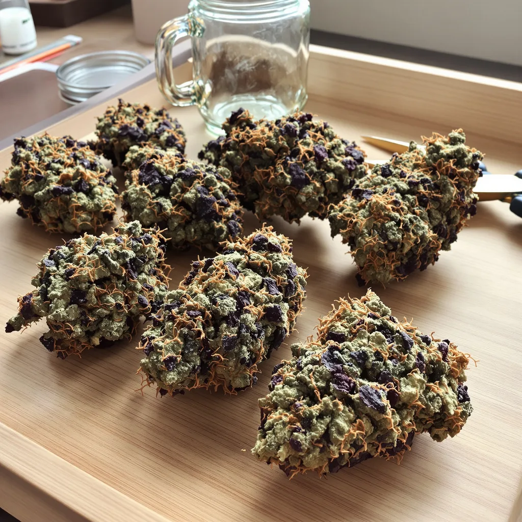 Old School OG 76% indica / 24% sativa — flor con tricomas visibles