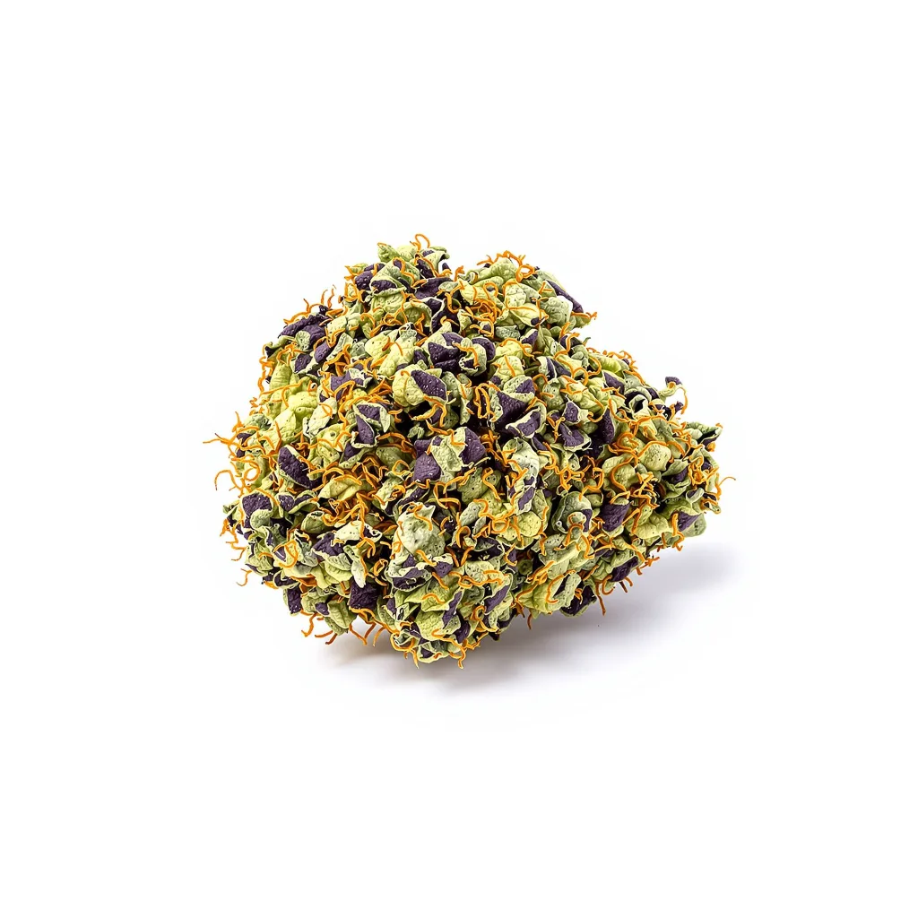 Opal OG Kush 80% indica / 20% sativa — flor con tricomas visibles