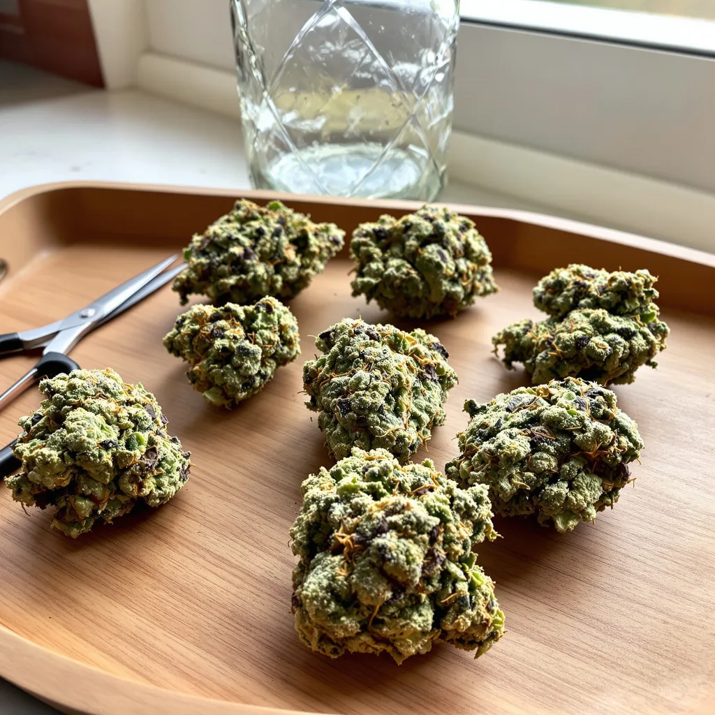 Opium 62% indica / 38% sativa — flor con tricomas visibles