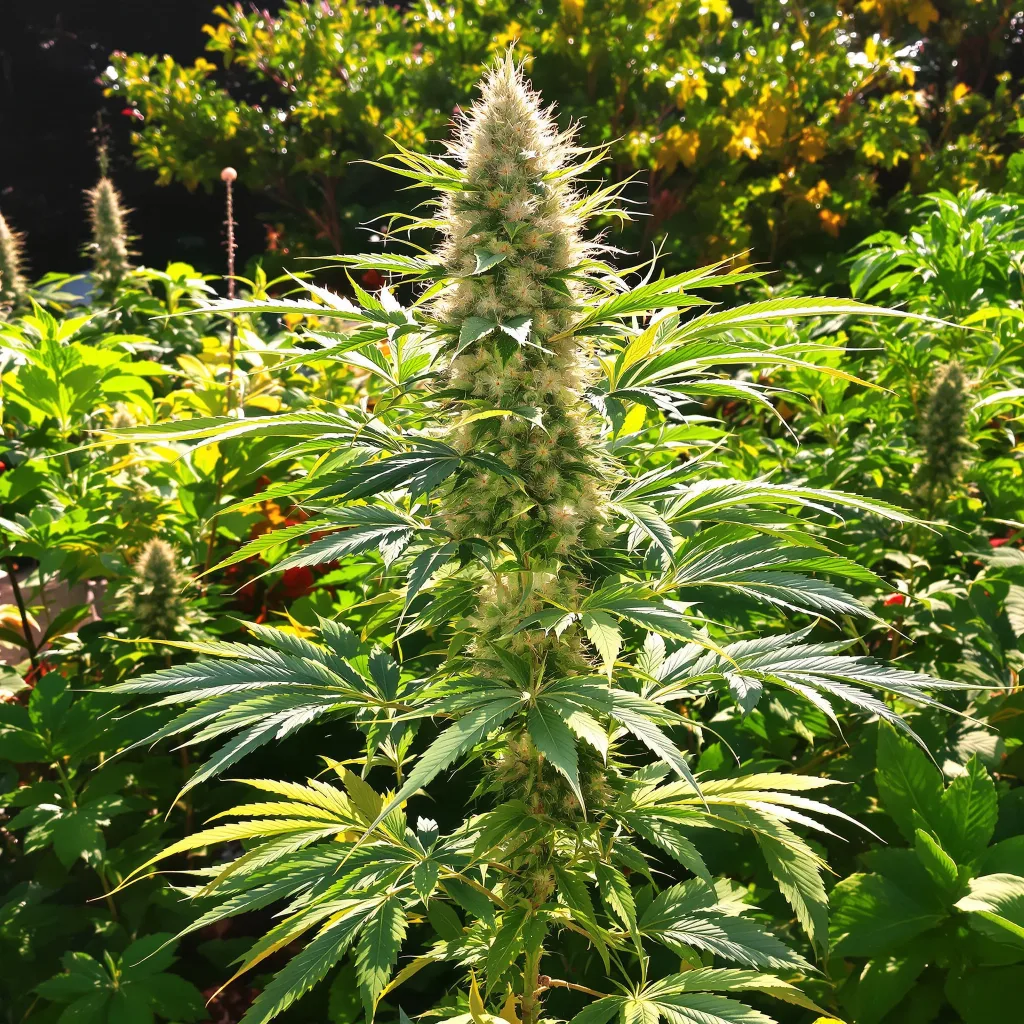 Opium 62% indica / 38% sativa — flor con tricomas visibles