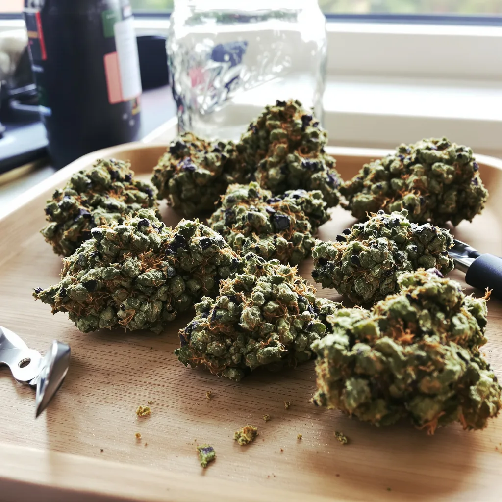 Orange Bud 79% indica / 21% sativa — flor con tricomas visibles