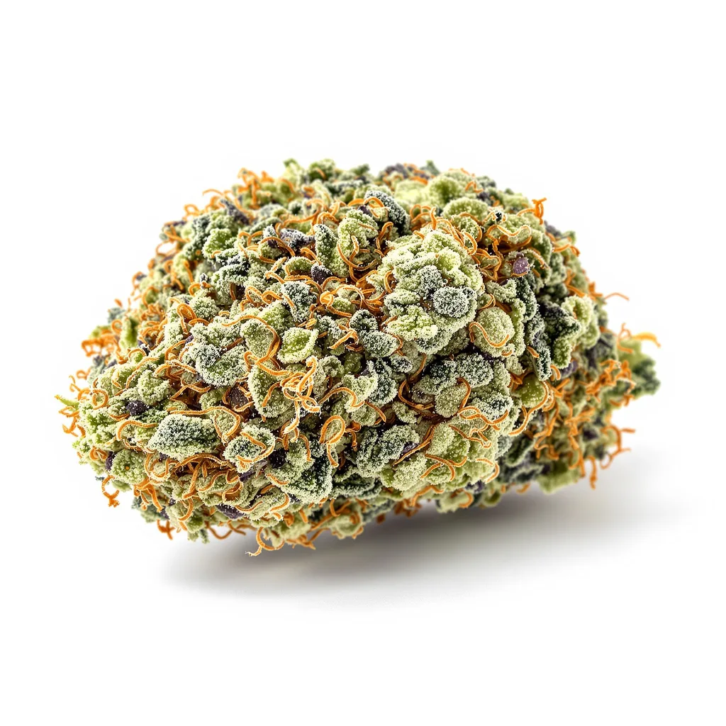 Orange Cookies 60% indica / 40% sativa — flor con tricomas visibles