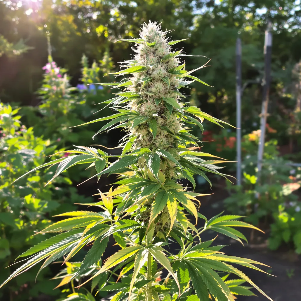 Orange Cream 48% indica / 52% sativa — flor con tricomas visibles