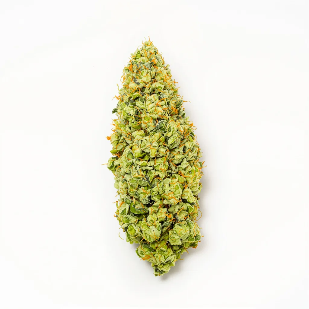 Orange Crush 20% indica / 80% sativa — flor con tricomas visibles
