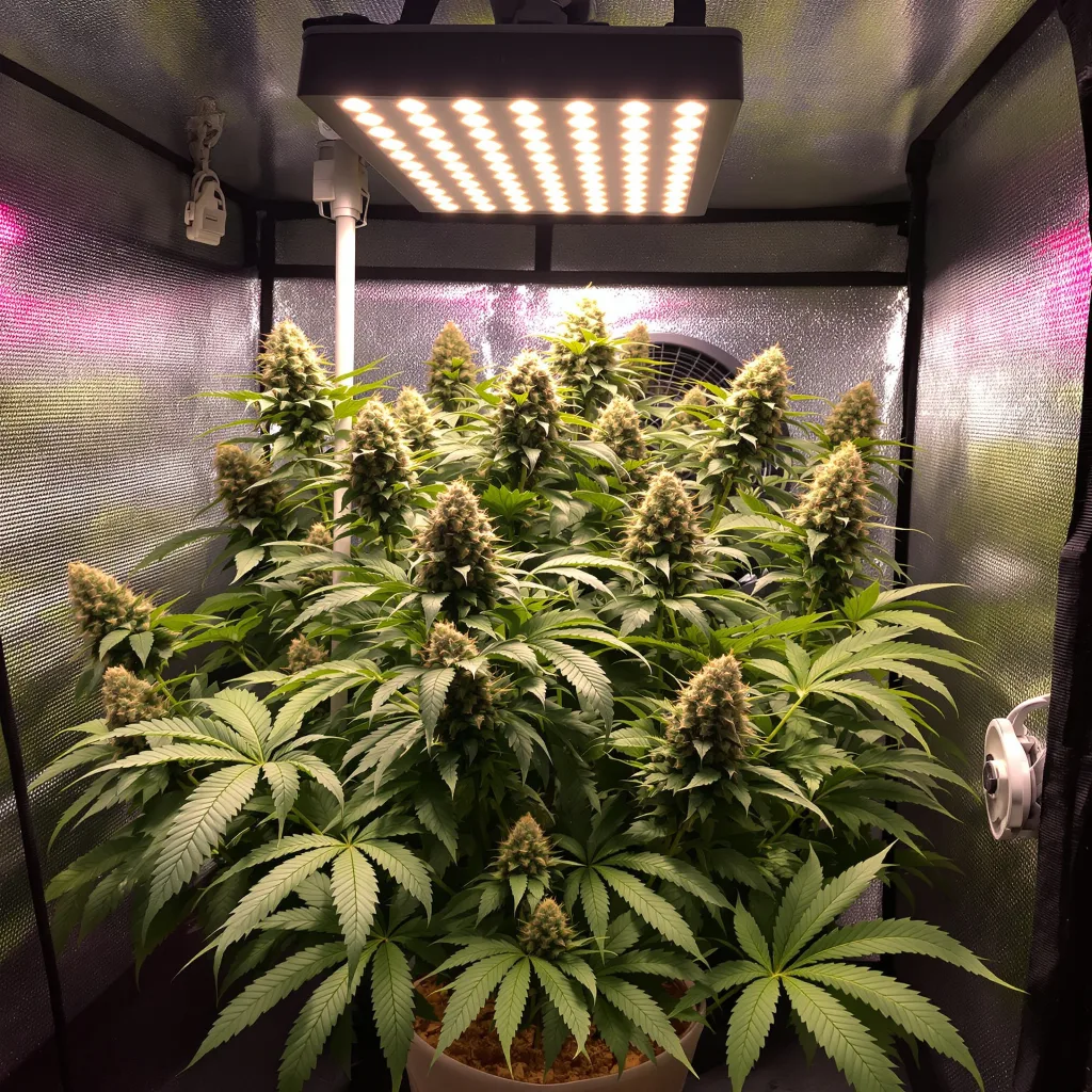 Planta de cannabis Orange Kush Cake en fase de floración — 90-130 cm feminizada