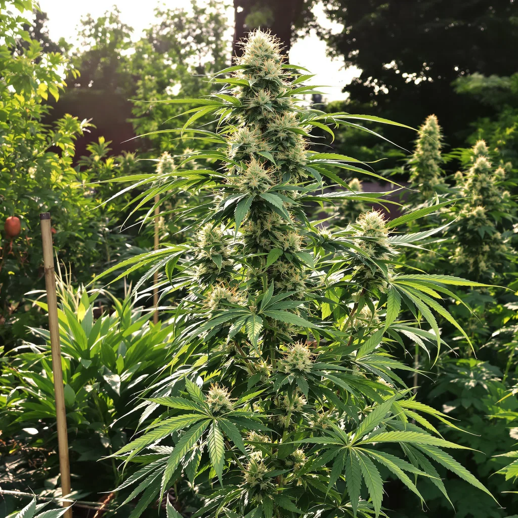 Orange Skunk 16% indica / 84% sativa — flor con tricomas visibles