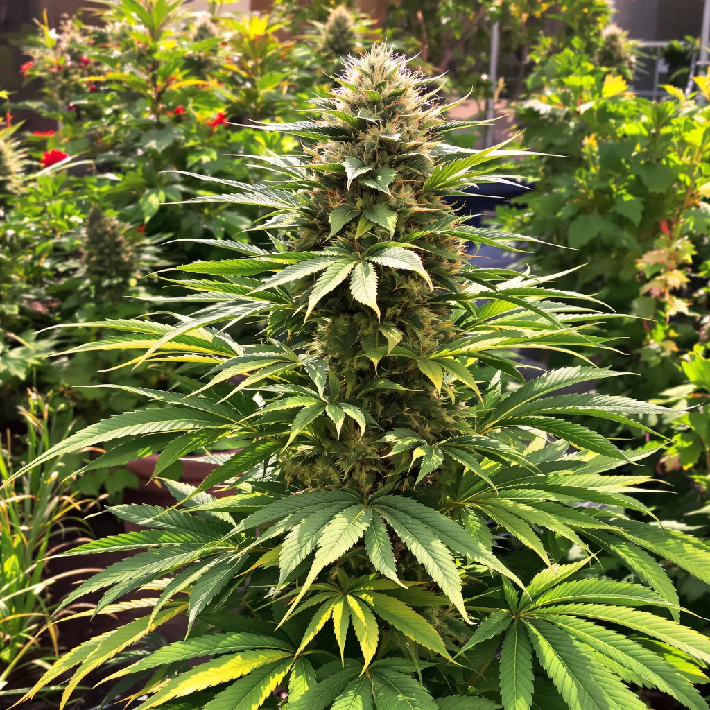 Oregon Peach 83% indica / 17% sativa — flor con tricomas visibles