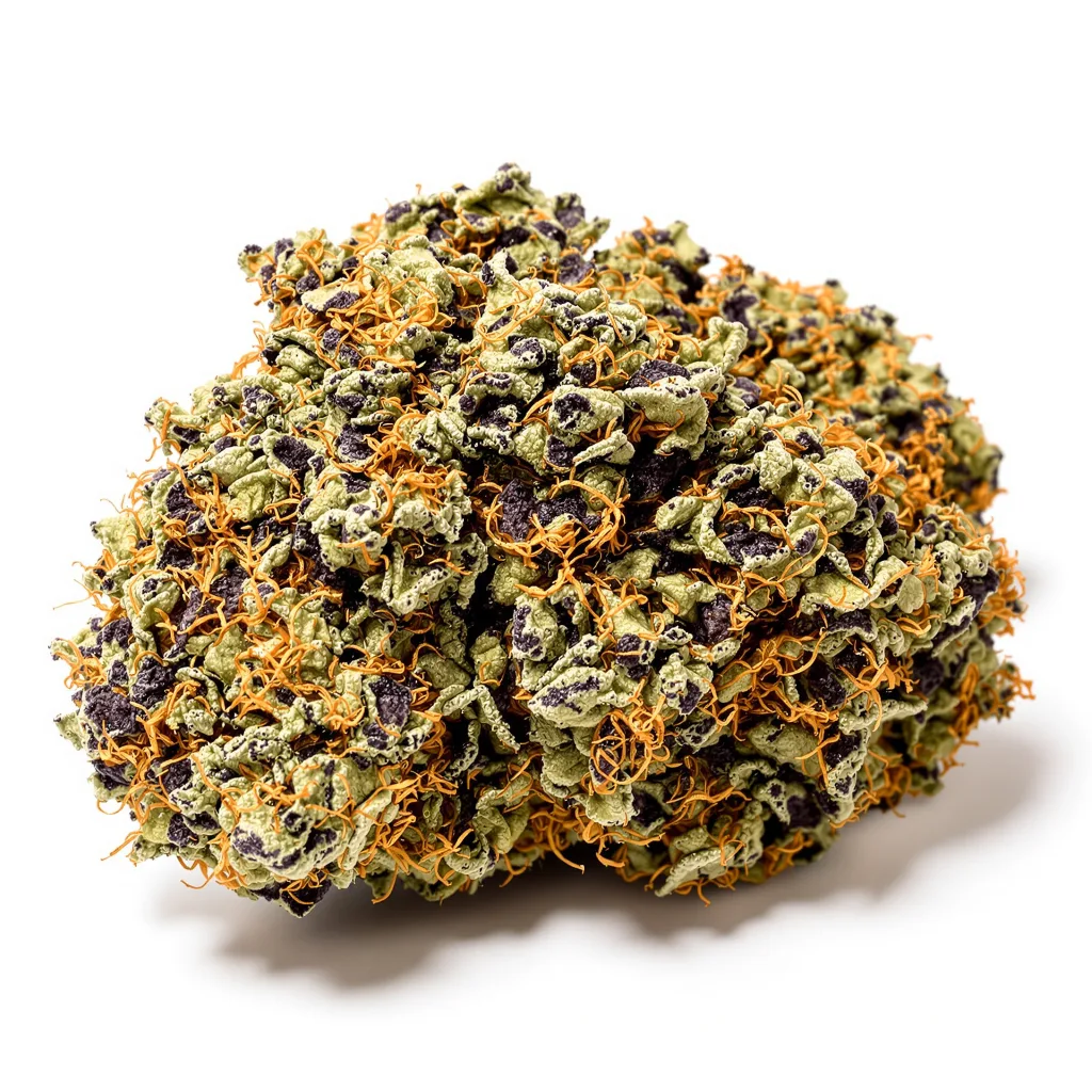 Ortega 75% indica / 25% sativa — flor con tricomas visibles