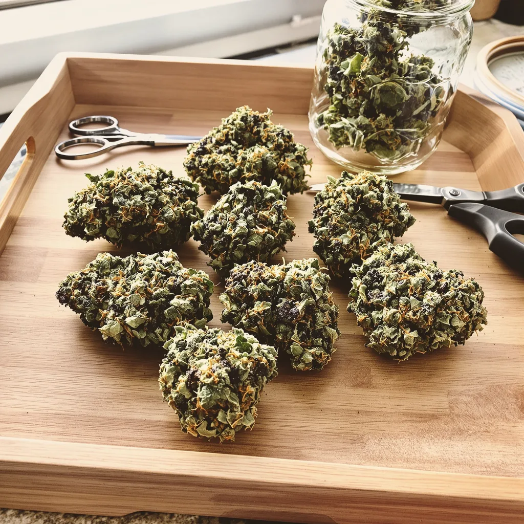 P-51 86% indica / 14% sativa — flor con tricomas visibles