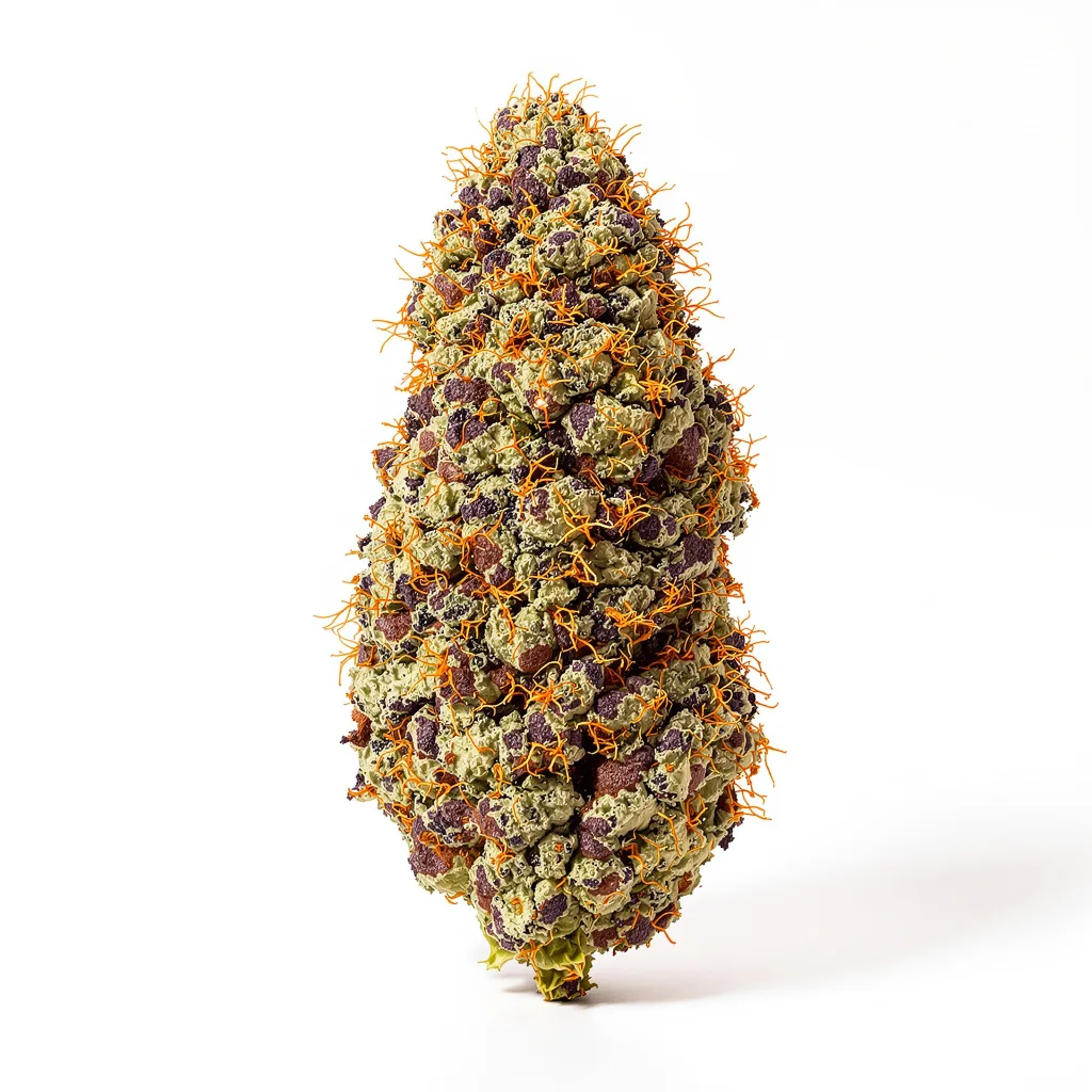 P-51 86% indica / 14% sativa — flor con tricomas visibles