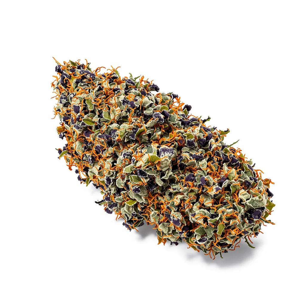 Pacific Blue 78% indica / 22% sativa — flor con tricomas visibles