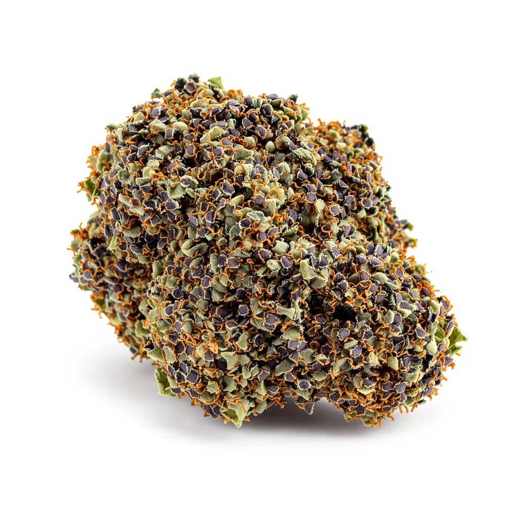 Pamelina 79% indica / 21% sativa — flor con tricomas visibles
