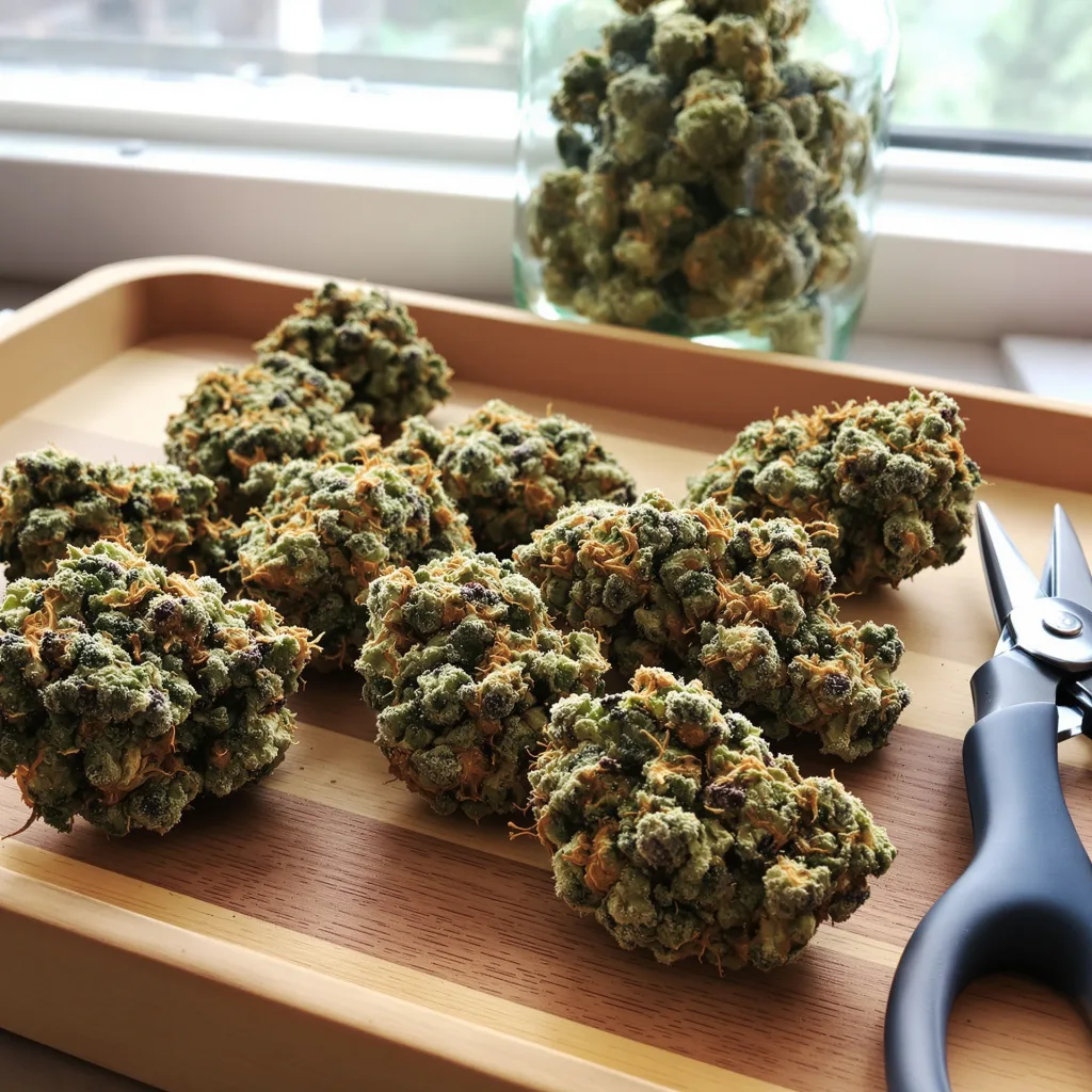 Pandora’s Box 60% indica / 40% sativa — flor con tricomas visibles