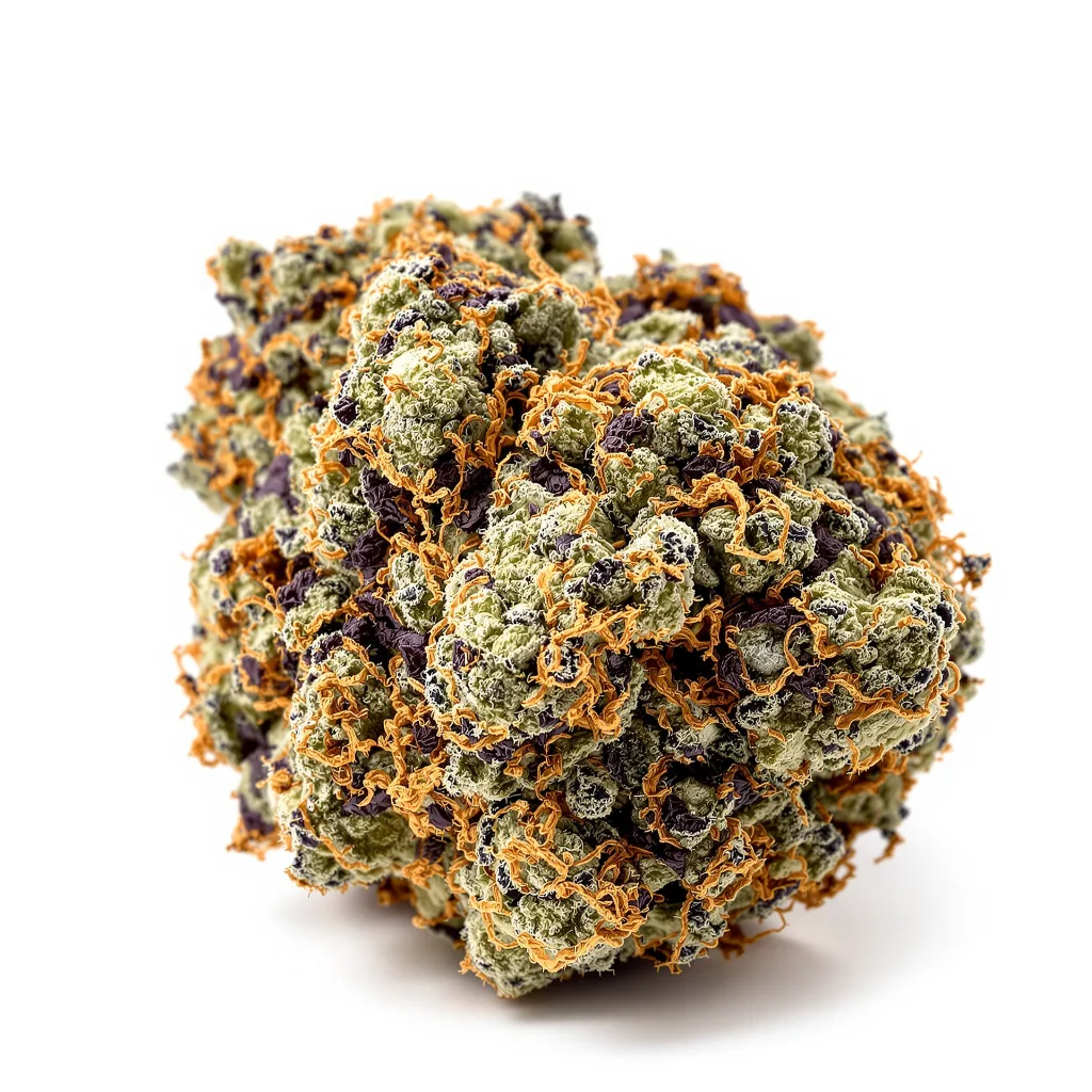 Papaya Cookies 76% indica / 24% sativa — flor con tricomas visibles
