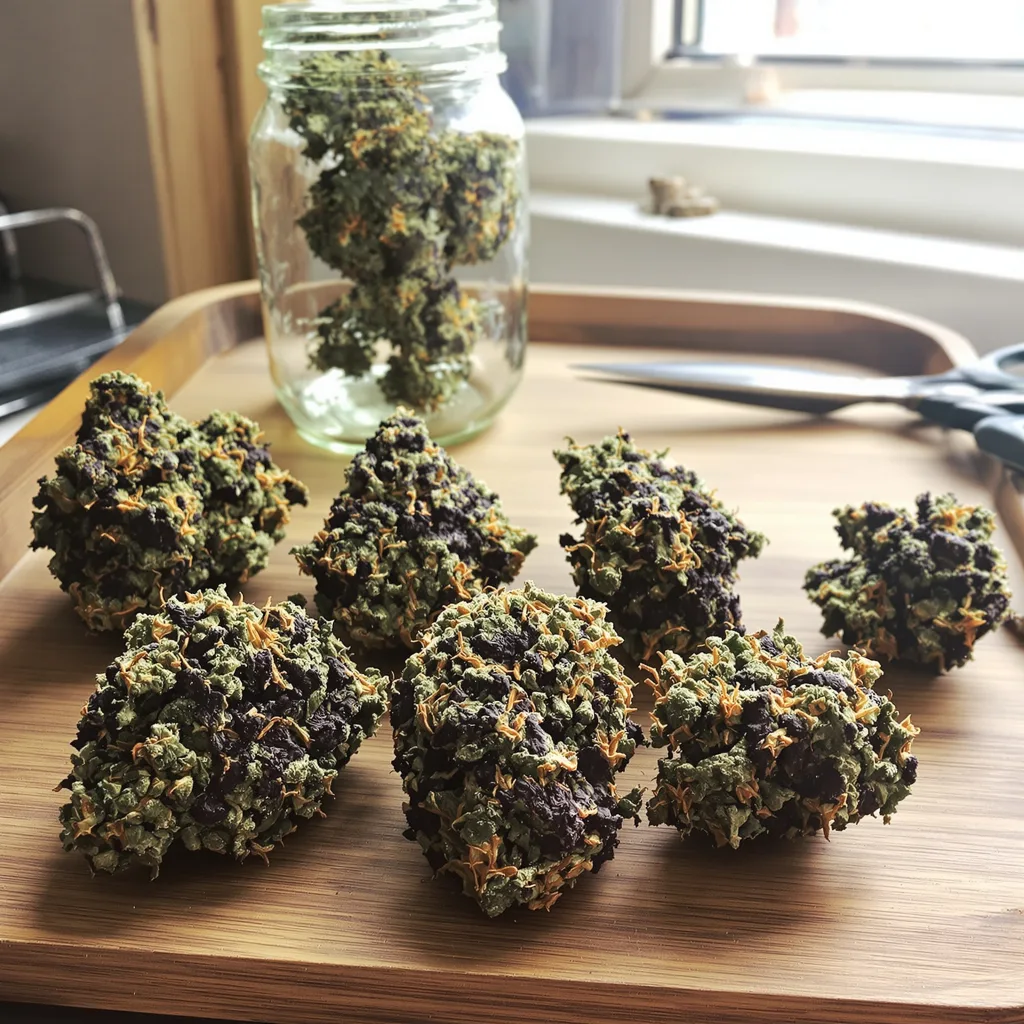 Papaya Cookies 76% indica / 24% sativa — flor con tricomas visibles