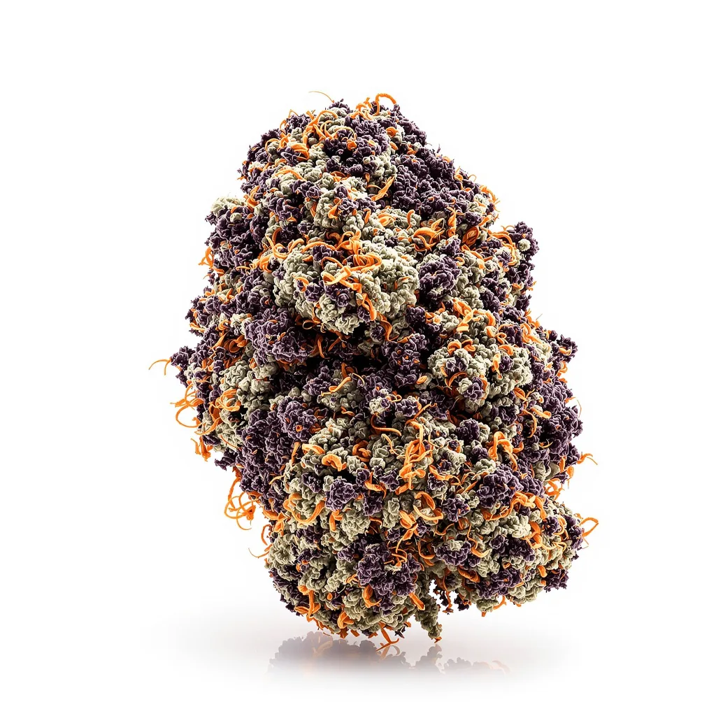 Papaya Cookies 76% indica / 24% sativa — flor con tricomas visibles