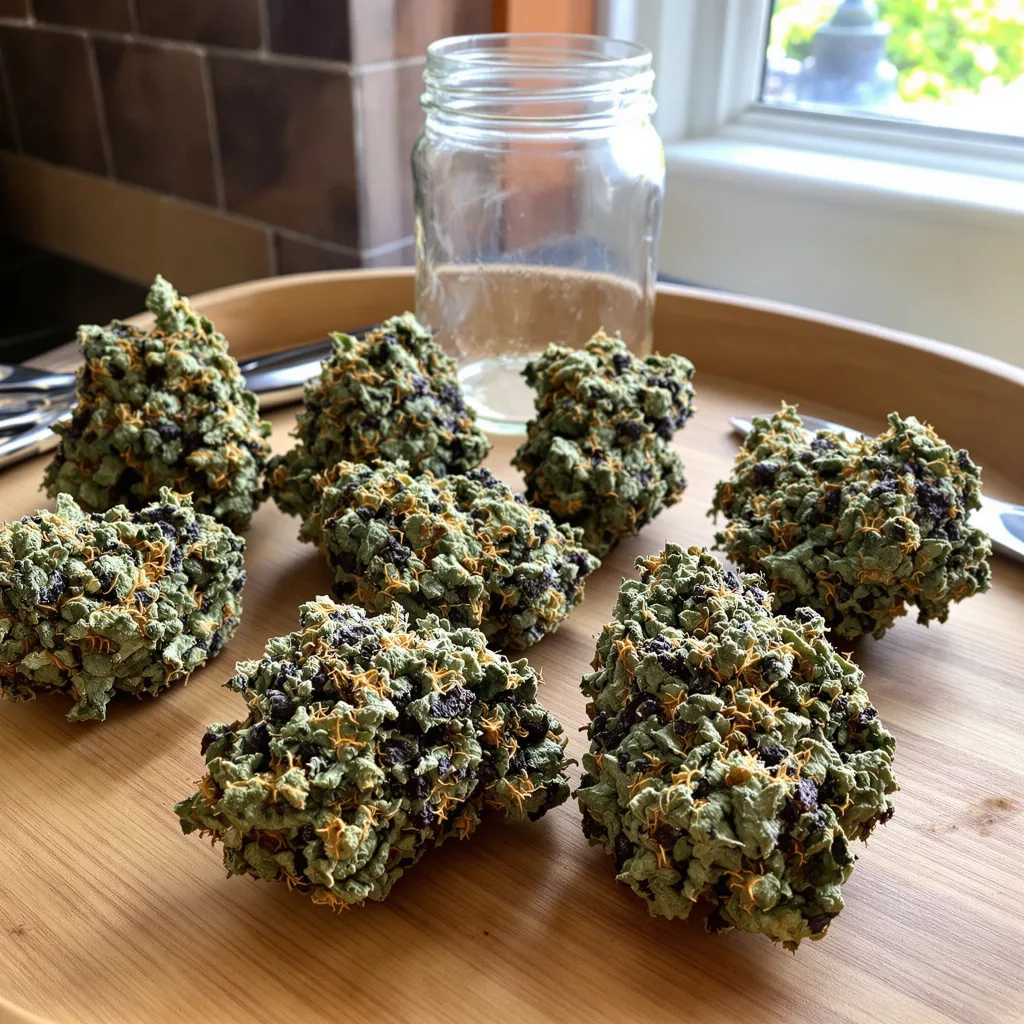 Papaya 66% indica / 34% sativa — flor con tricomas visibles