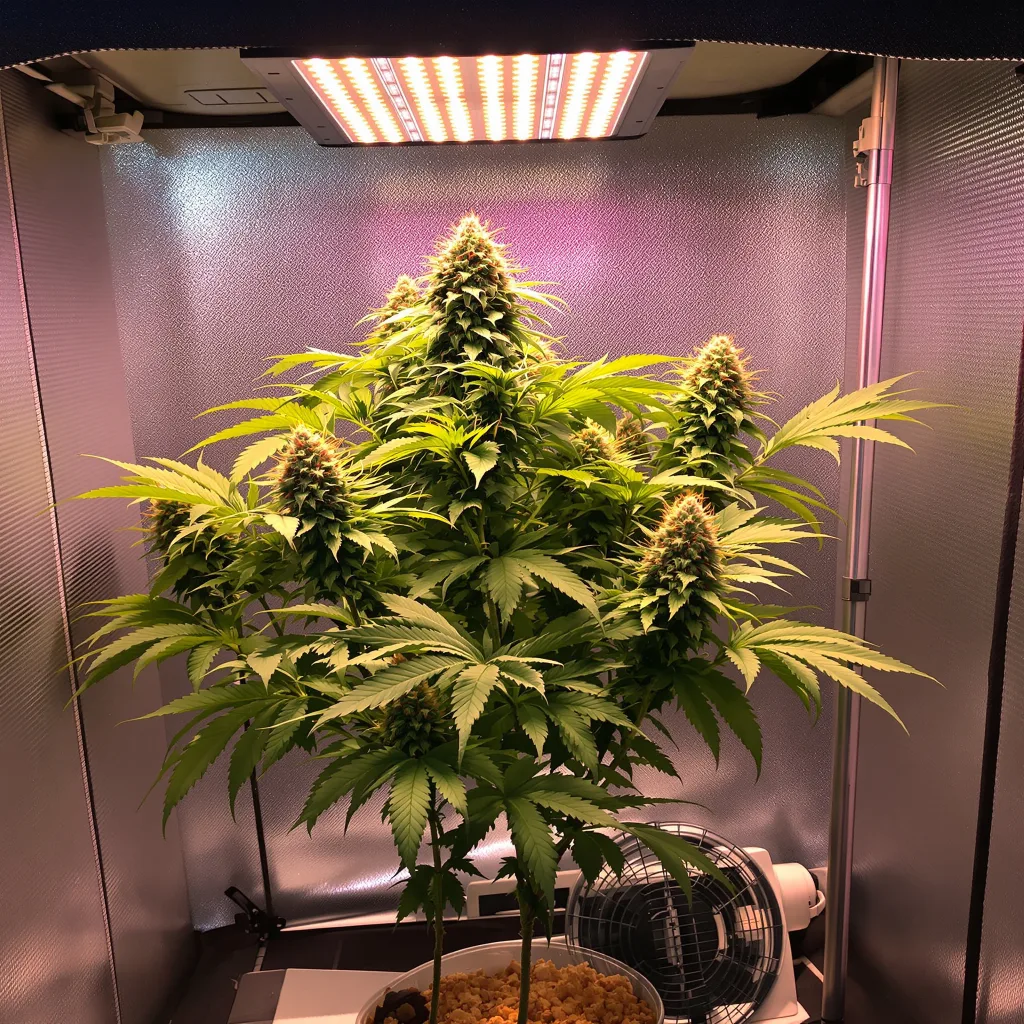 Planta de cannabis Peanut Butter Breath en fase de floración — 60-100 cm autofloración