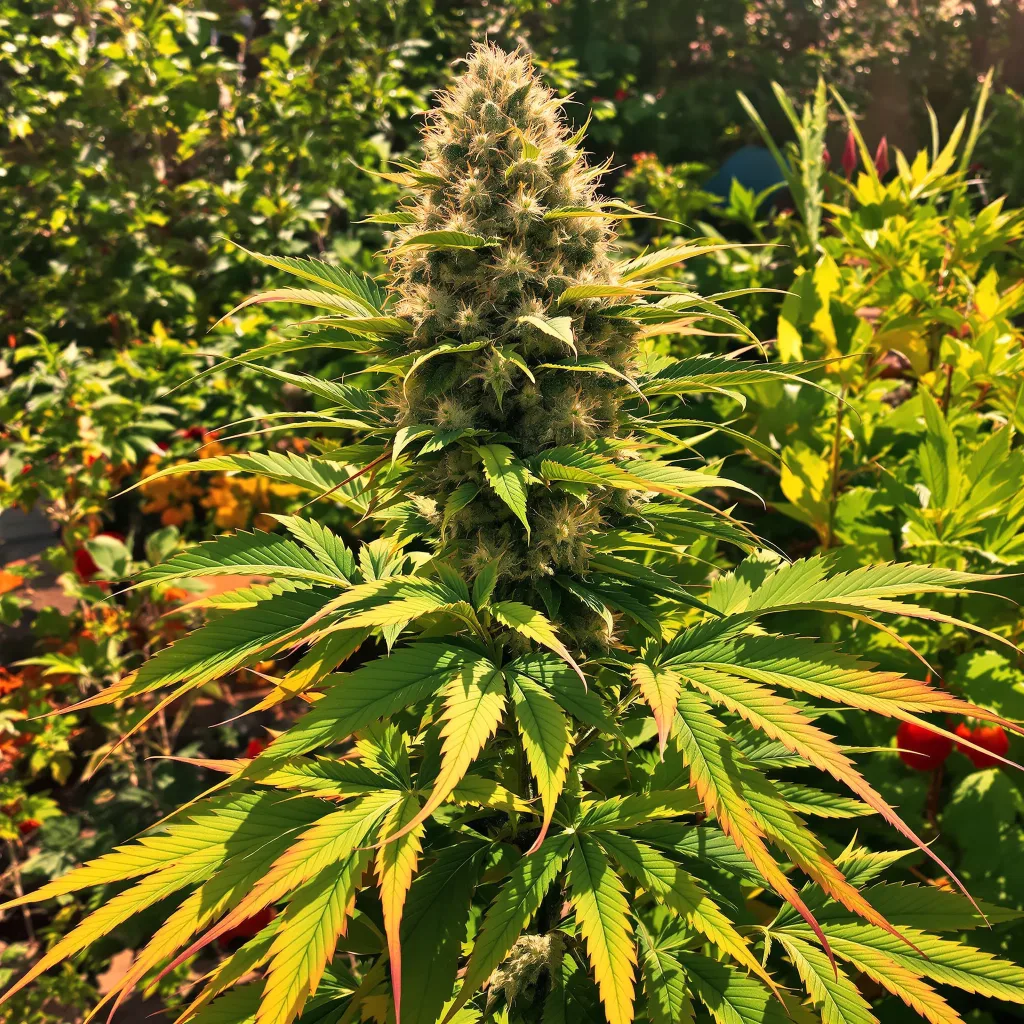 Peanut Butter Breath 70% indica / 30% sativa — flor con tricomas visibles