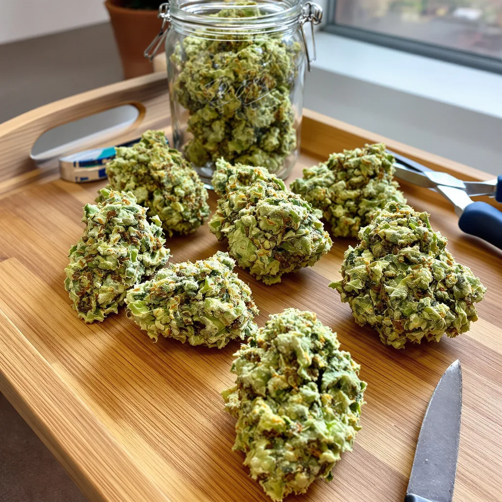 Pennywise CBD 58% indica / 42% sativa — flor con tricomas visibles