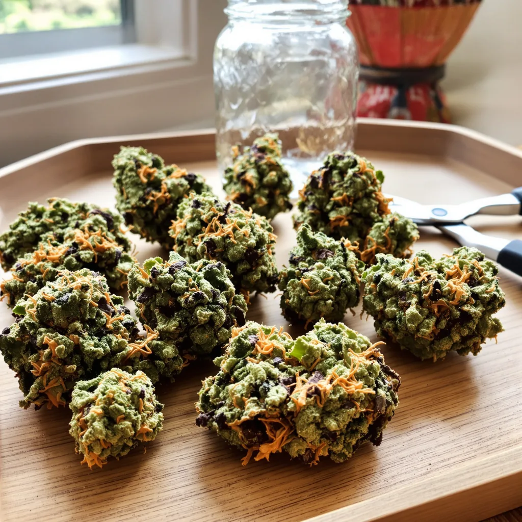 Phantom Cookies 40% indica / 60% sativa — flor con tricomas visibles