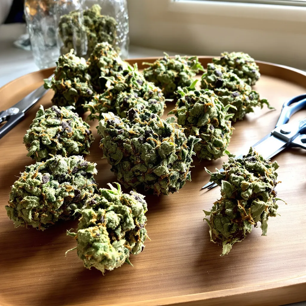 Phantom Cookies 40% indica / 60% sativa — flor con tricomas visibles