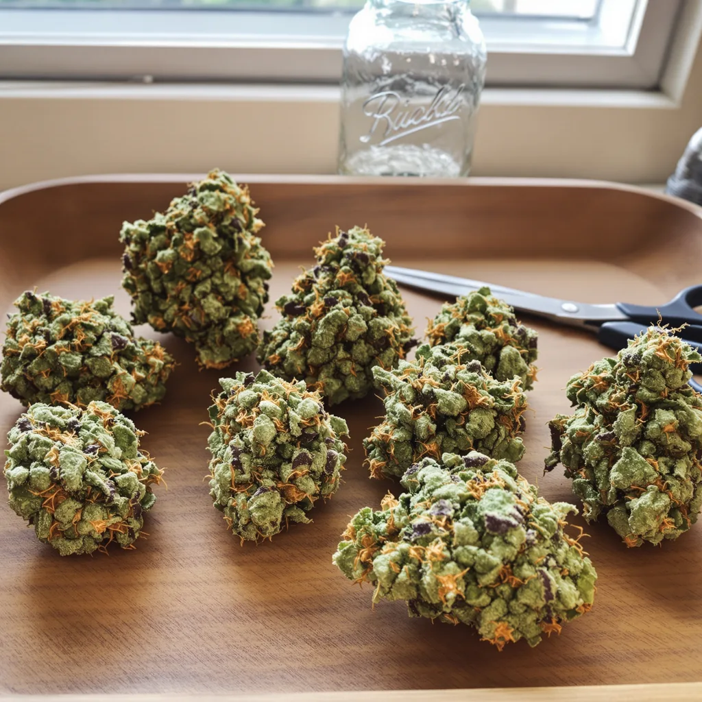 Pie Scream 53% indica / 47% sativa — flor con tricomas visibles