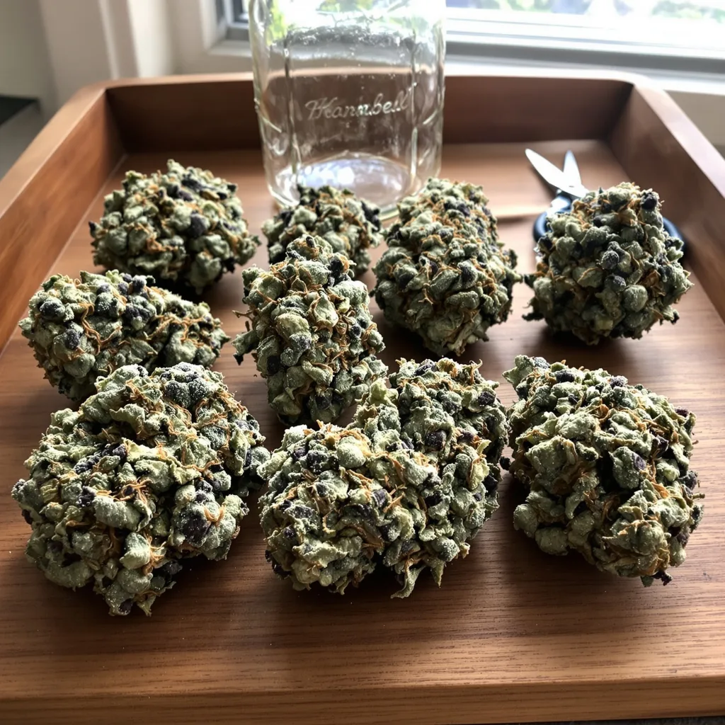 Pina Colada 50% indica / 50% sativa — flor con tricomas visibles