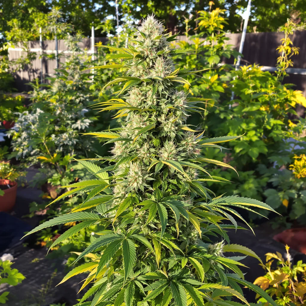 Pina Colada 50% indica / 50% sativa — flor con tricomas visibles