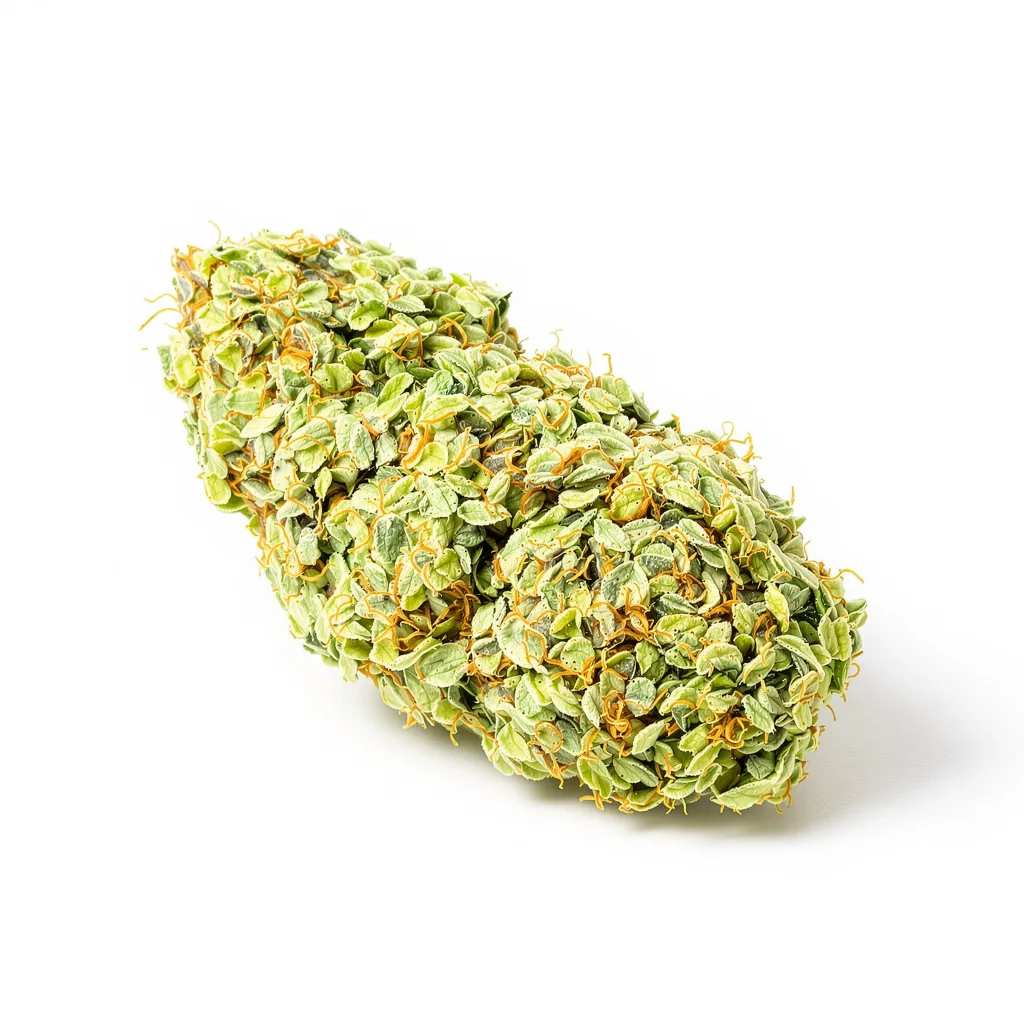 Pincher's Creek 30% indica / 70% sativa — flor con tricomas visibles