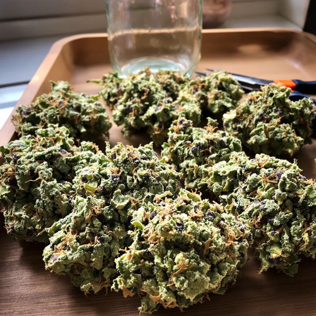 Pineapple 50% indica / 50% sativa — flor con tricomas visibles