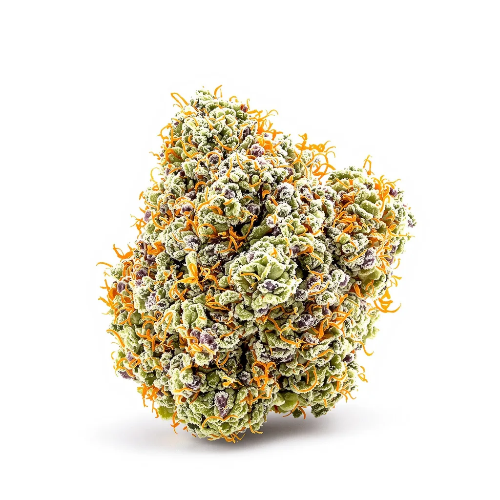 Pineapple 50% indica / 50% sativa — flor con tricomas visibles